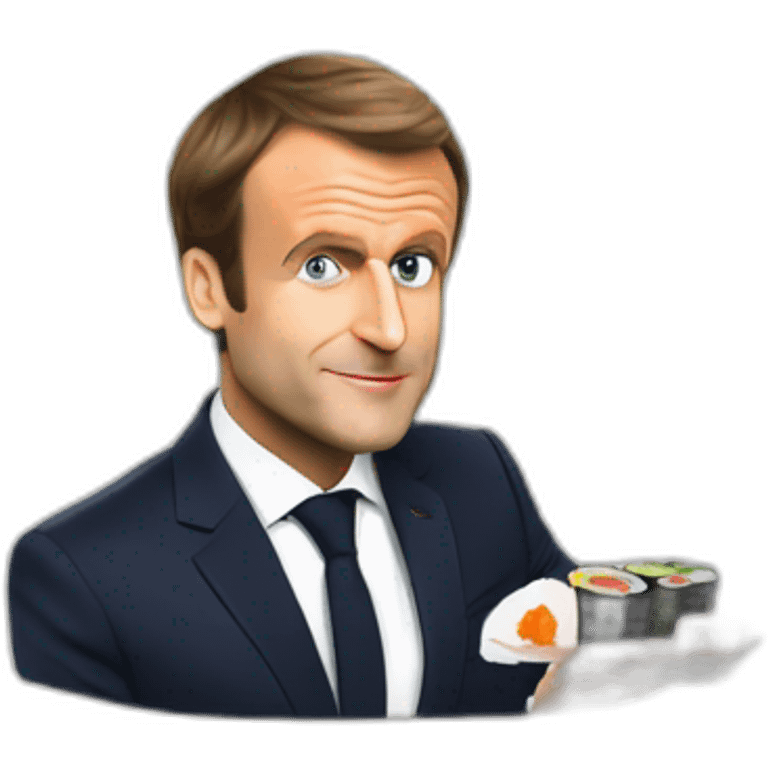 emmanuel macron qui mange des sushi emoji