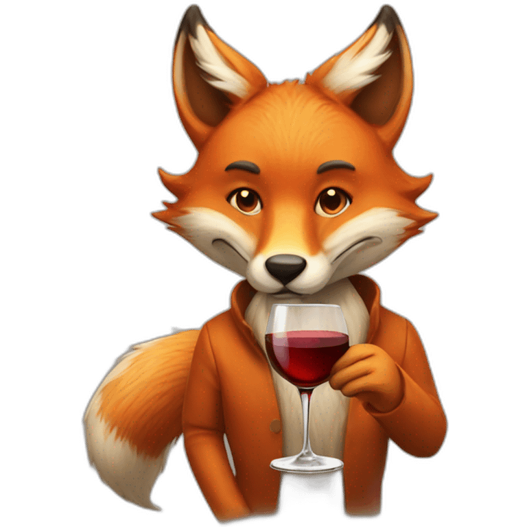 Fox drinking wine emoji