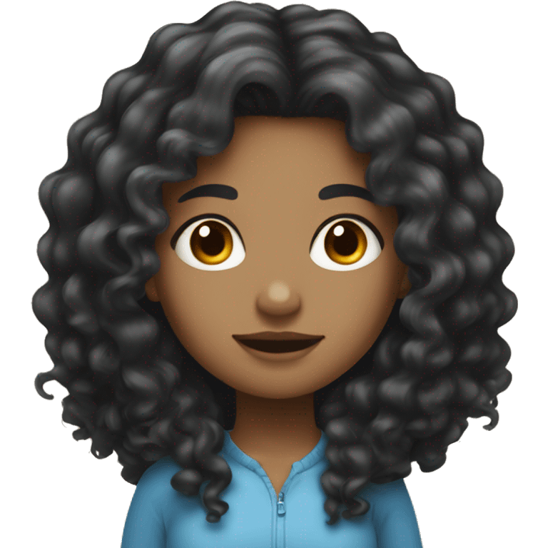 girl with very long curly black hair and light skin emoji