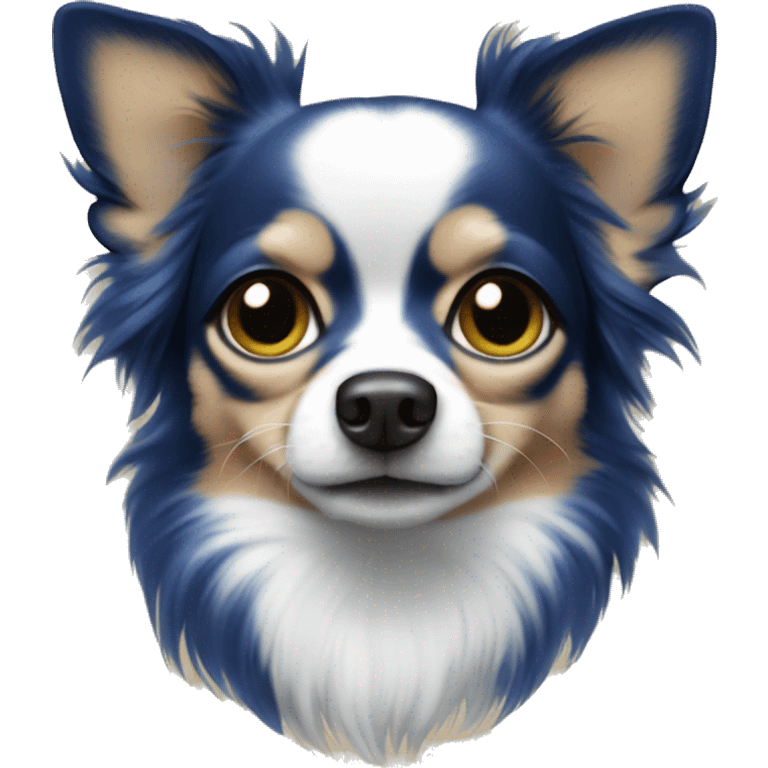 solid cobalt blue long-haired chihuahua face emoji