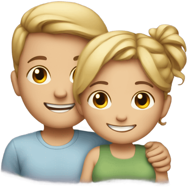 smiling boy and pregnant girl duo emoji