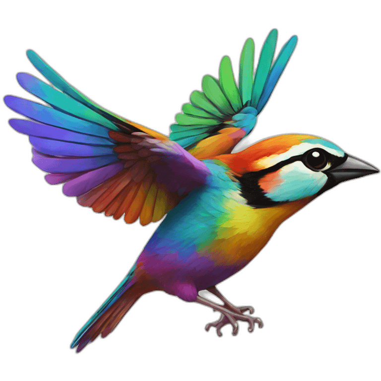 psychedelic colorful sparrow open Wings painting emoji