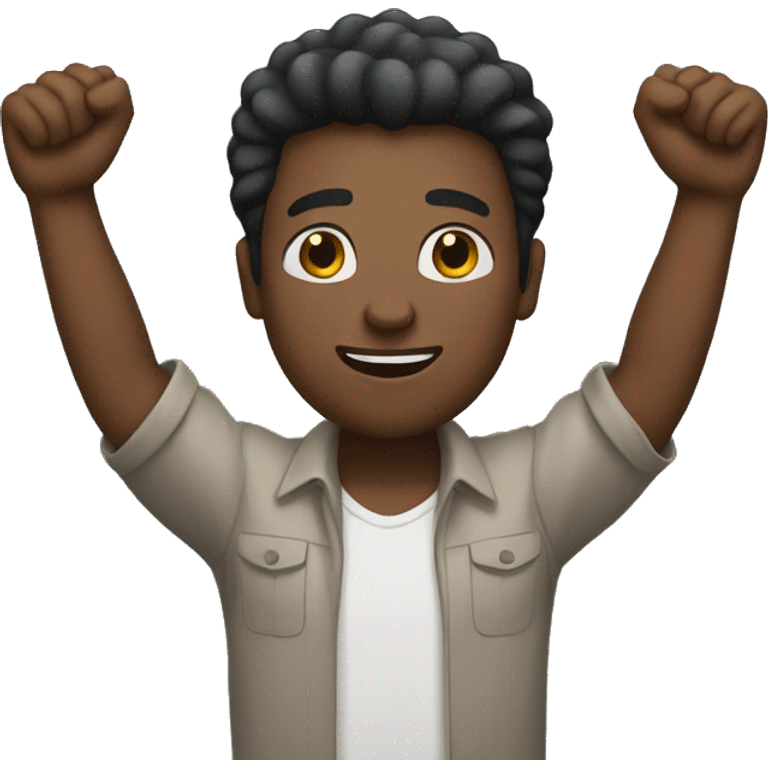 black man arms raised high emoji