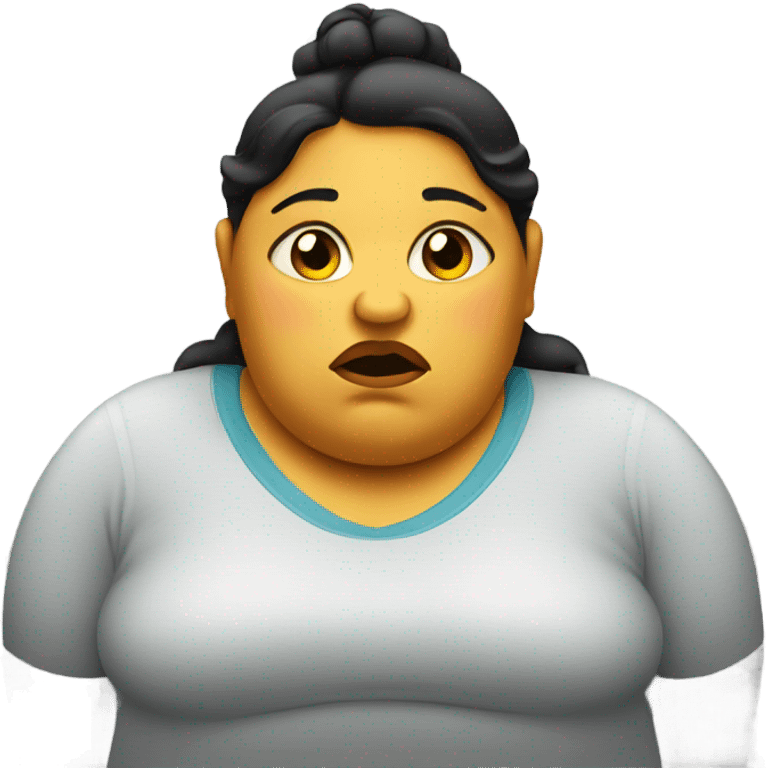 fat woman looking sad emoji