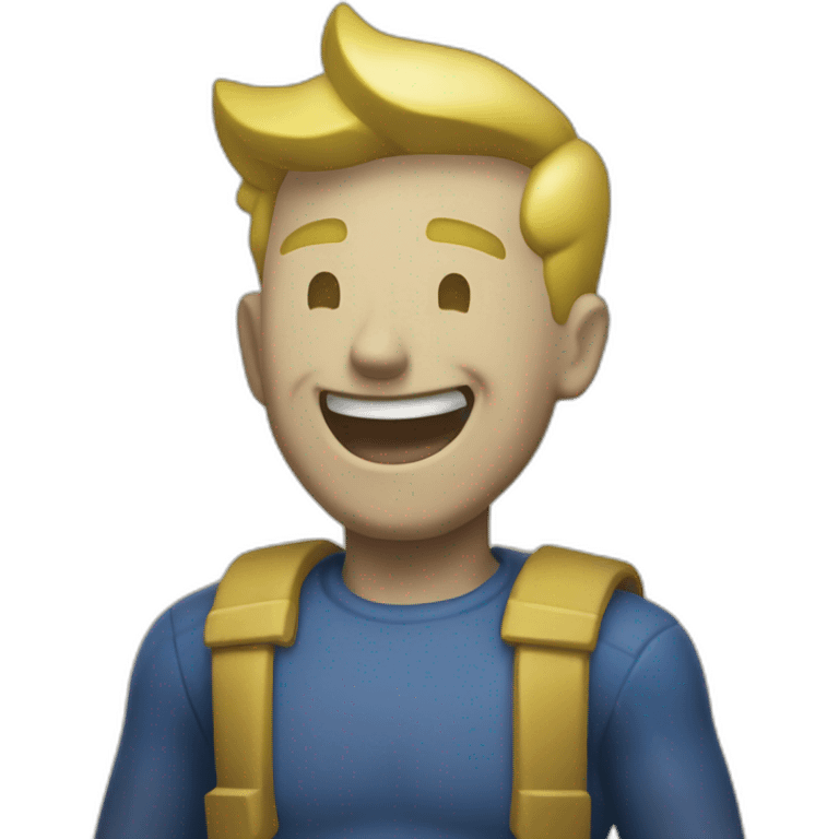 Fallout Vault Boy who is laughing about a dead Supermutant emoji