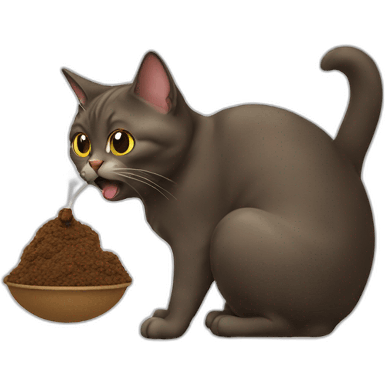 cat eating poop emoji