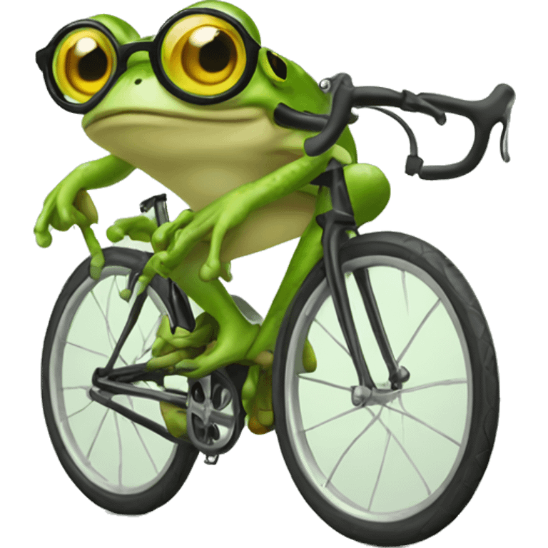 Frog with specs and bike emoji