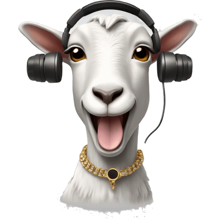 goat with headphones and a necklace singing with a microphone  emoji