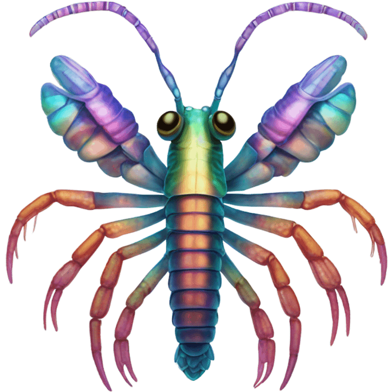 A glowing mantis shrimp with 100 arms emoji