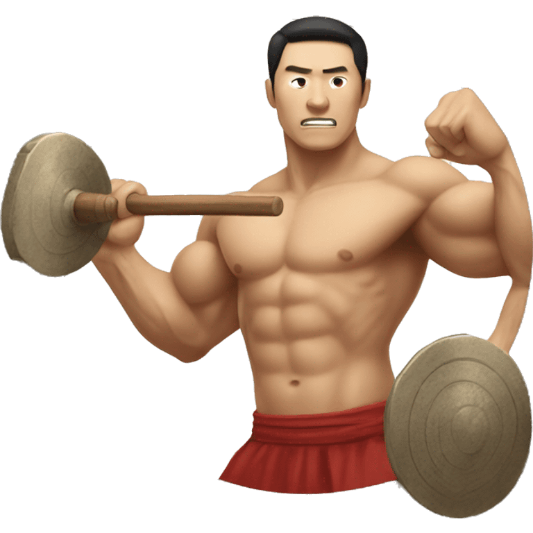 Use a muscular Korean man hitting a gong emoji