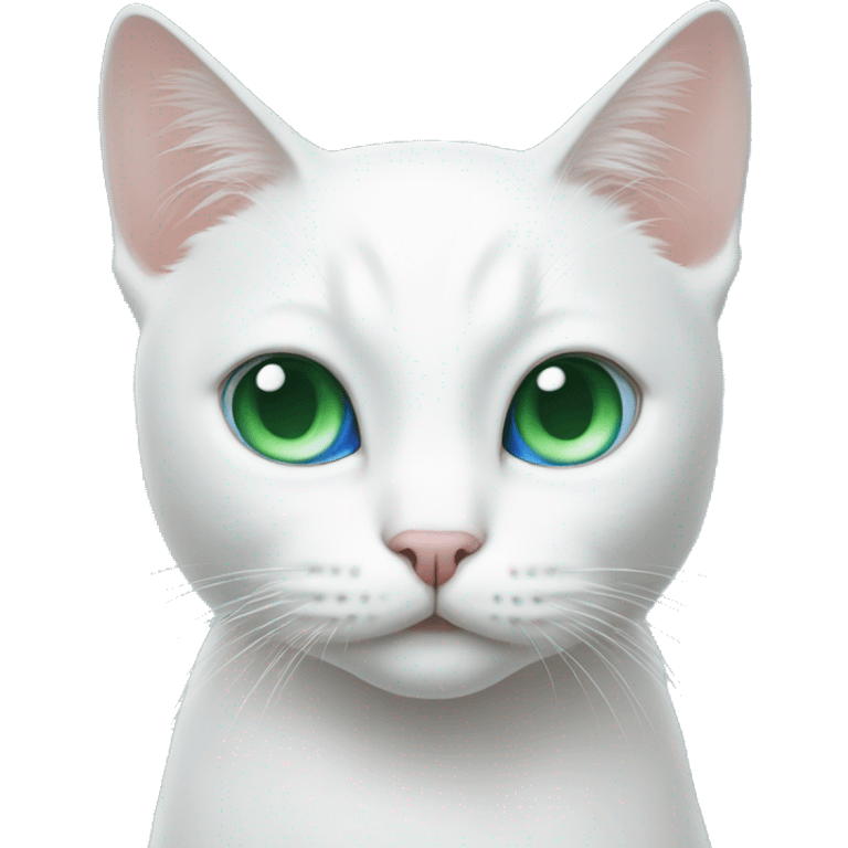 White cat with one Blue and one green eye emoji