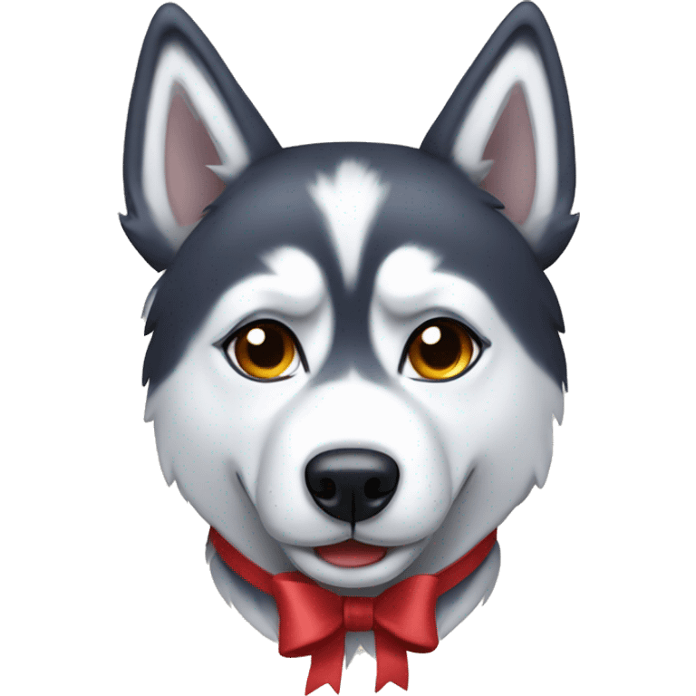 A husky with a bow emoji