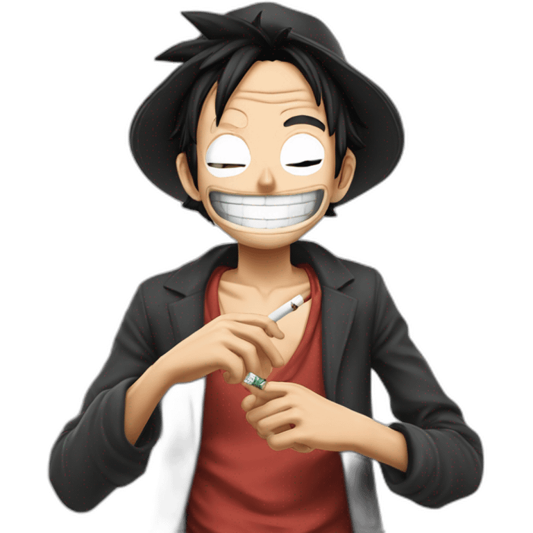 Luffy tenant une cigarette emoji