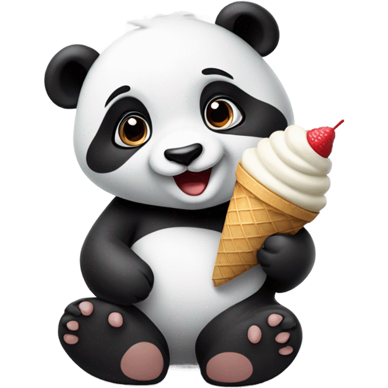 Panda eating ice cream emoji