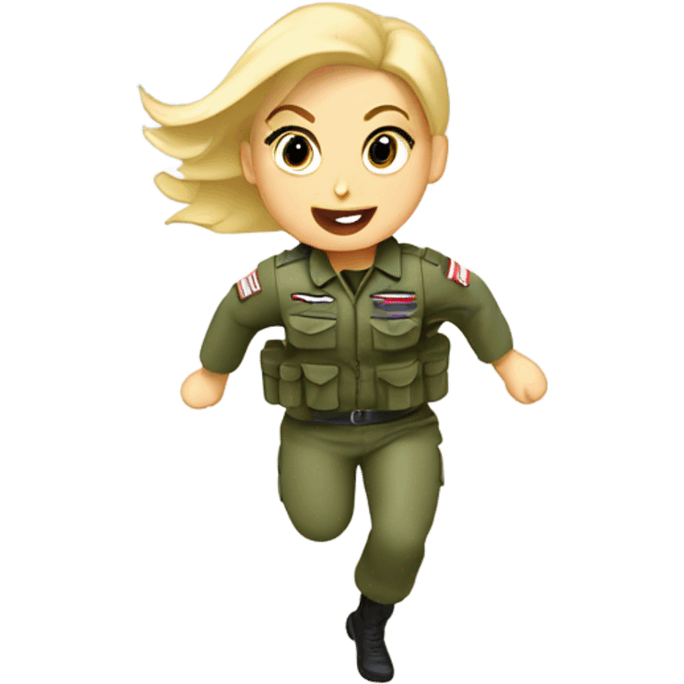 Blonde female paratrooper running to bathroom  emoji