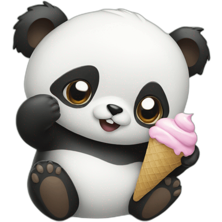 Panda eating ice cream emoji