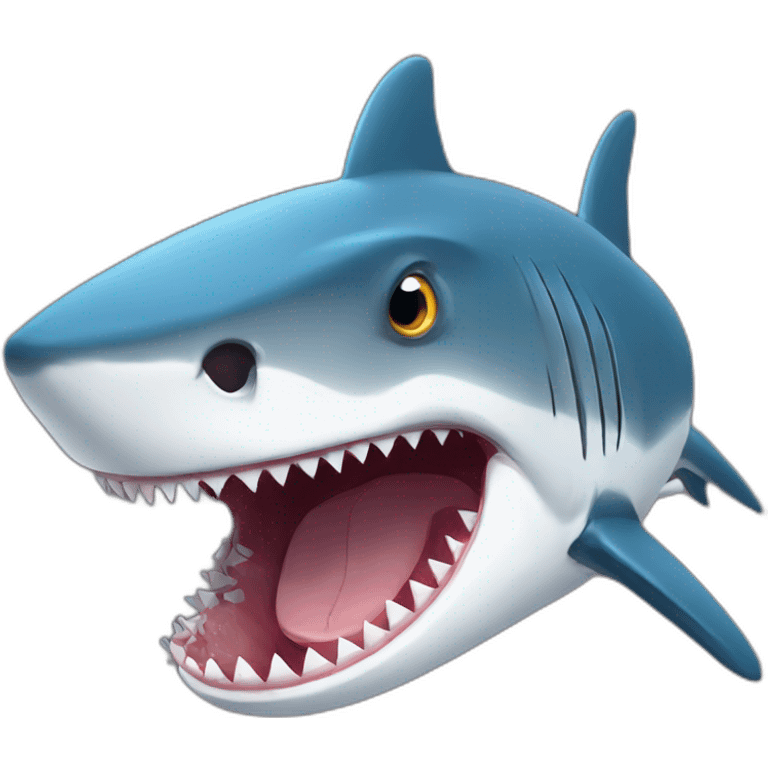 Shark eat a fish blu  emoji