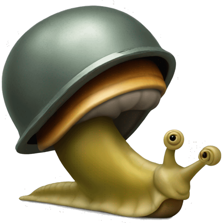 A snail with a soldier's helmet emoji