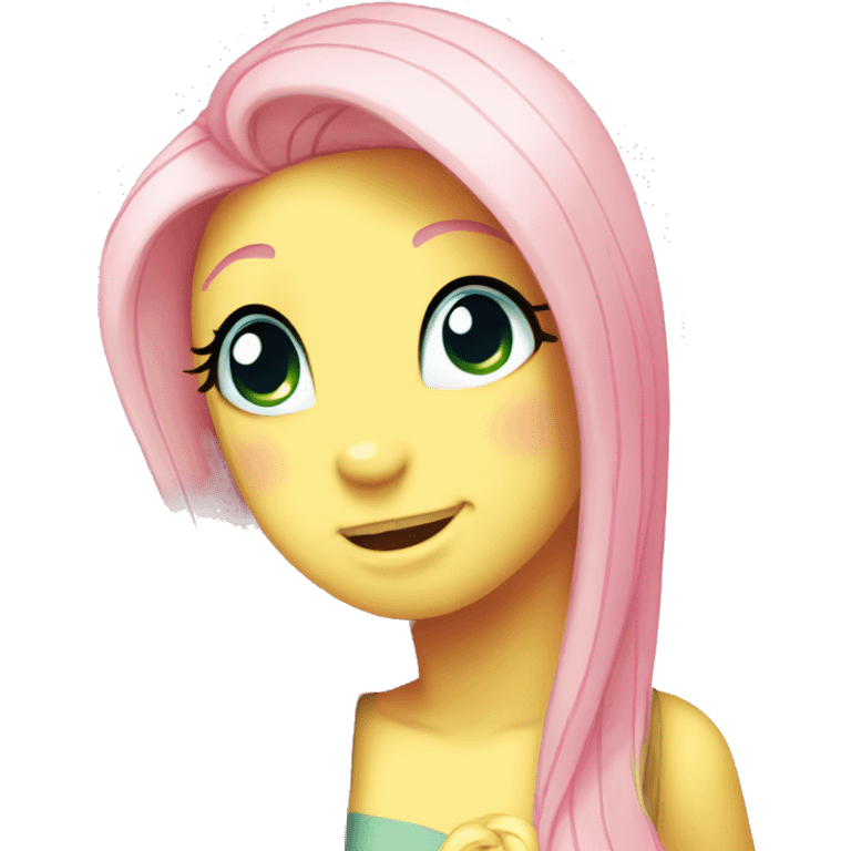 Fluttershy with sy face expression emoji