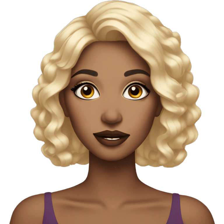 blonde girl in full glam makeup  emoji