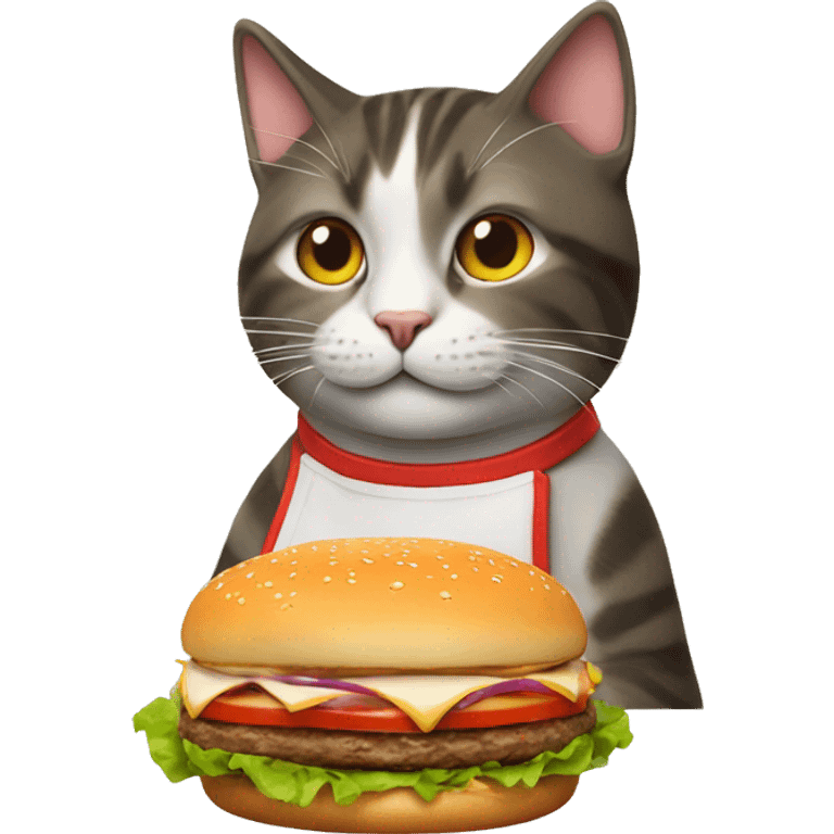 cat cooking burger emoji