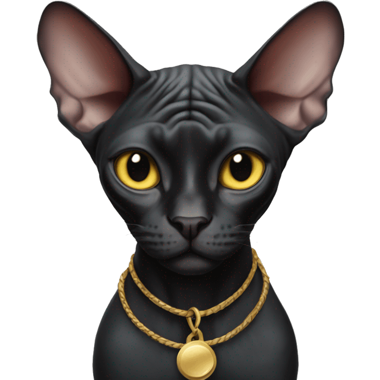 Black sphynx cat taking over the world emoji