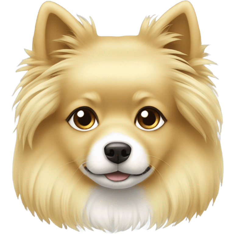 Blonde long hair girl heart German spitz white  emoji