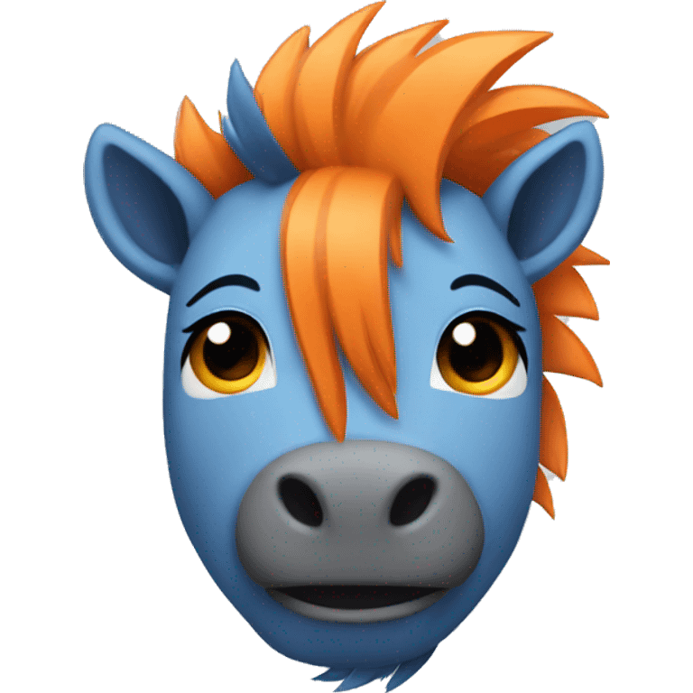 Full blue pony with orange mohawk emoji