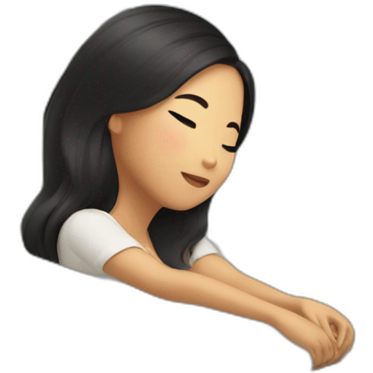 Asian girl relaxing in hotel emoji