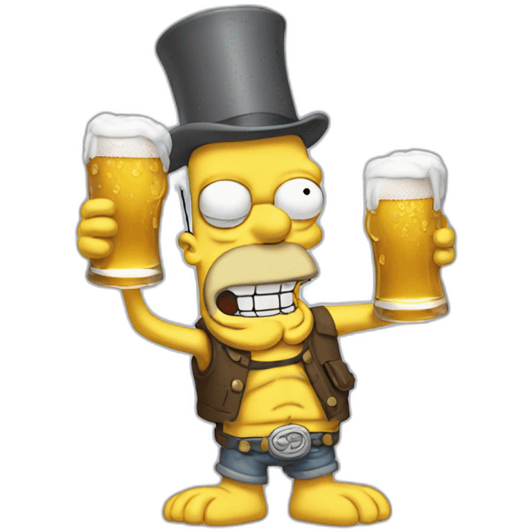 Homer Simpson as skeleton  with beer in head emoji