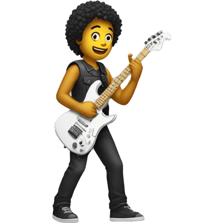 man playing electric guitar like he is playing a lead  emoji