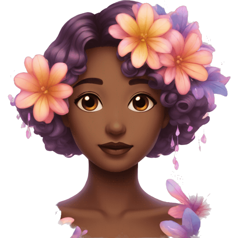 Dreamy pretty shiny colorful flower girl aesthetic emoji