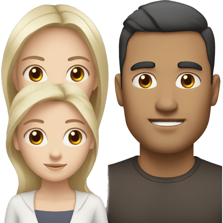 White woman dark hair + white man dark hair + asian woman dark hair emoji