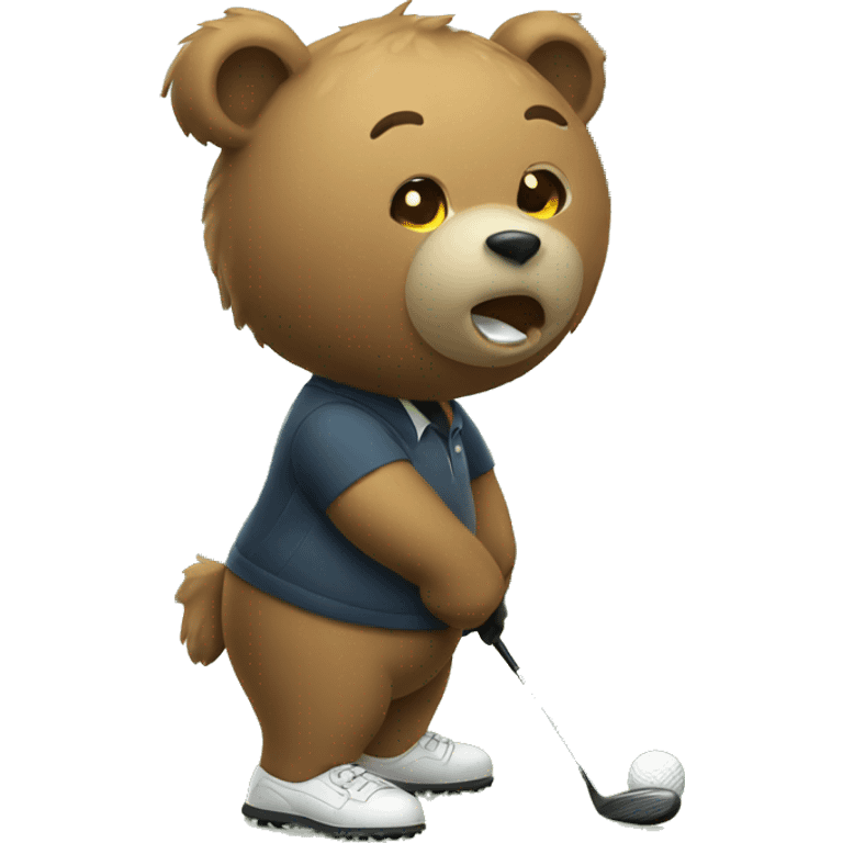 Bear doing golf emoji