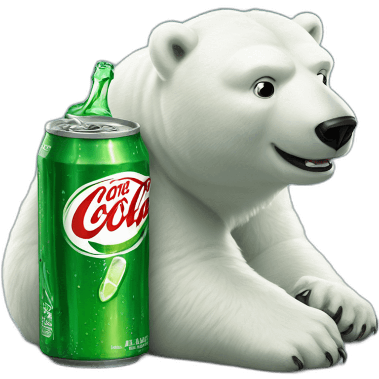 Coca-Cola Polar Bear mascot with Mountain Dew bottle emoji