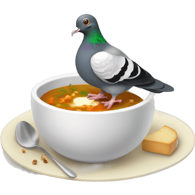 Christmas pigeon eating soup emoji