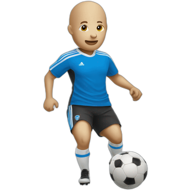 White potato playing soccer with a blue shirt emoji