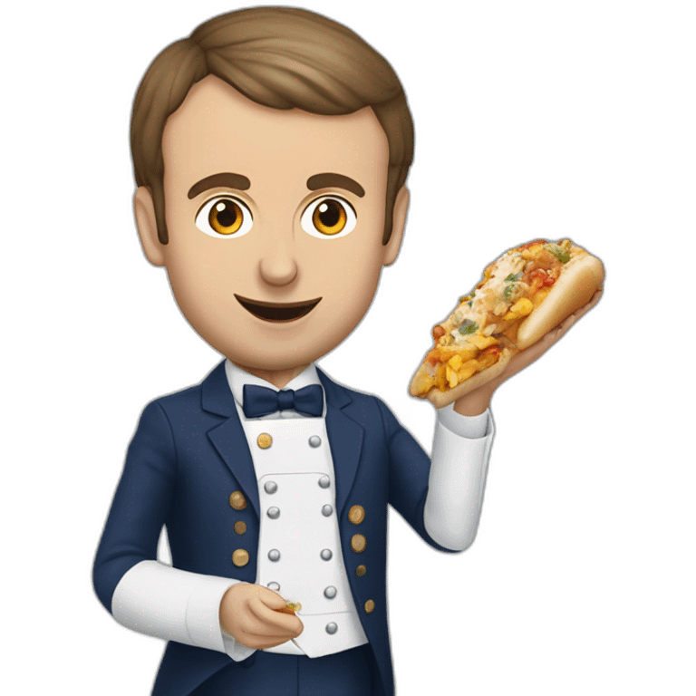 Emmanuel Macron qui mange un cordon bleu emoji