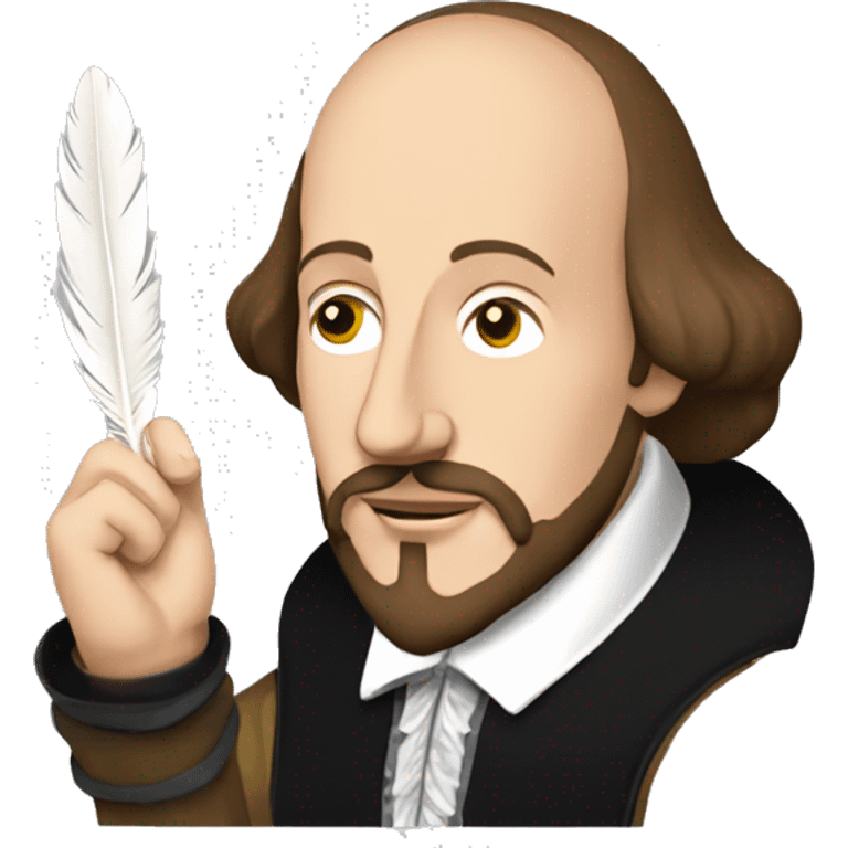 William Shakespeare holds a feather in his hand emoji