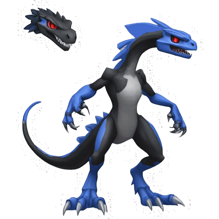  Cool Edgy Black Blue Digimon-Fakemon-Guilmon-Velociraptor-Dragon full body emoji