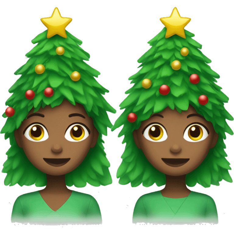 two girls dressed as christmas trees  emoji