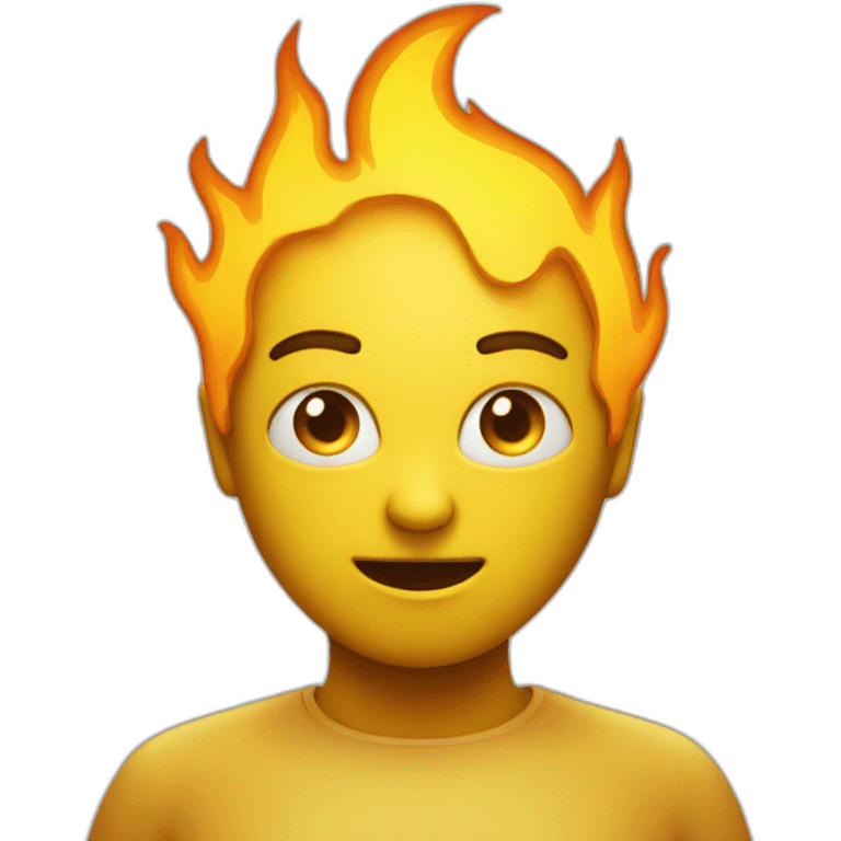 calm yellow emoji with a head on fire emoji