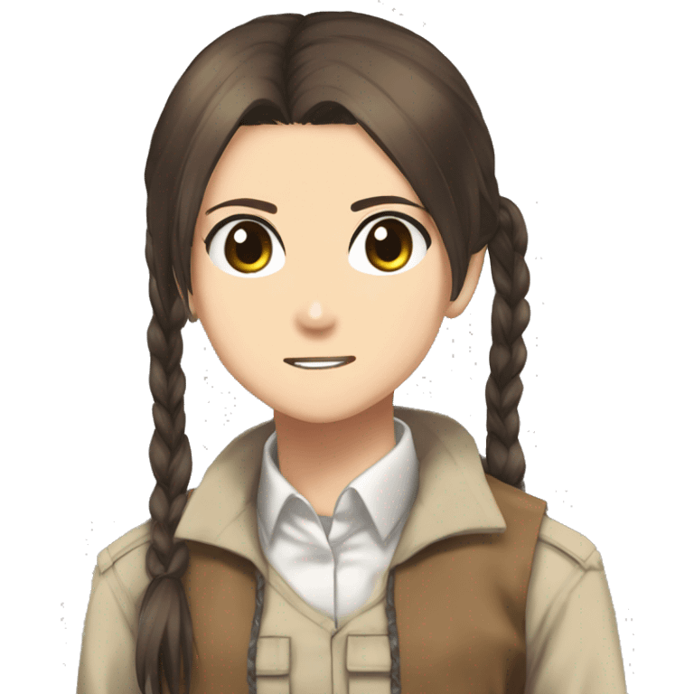 Sasha Braus brown hair in a ponytail brown eyes anime attack on titan emoji