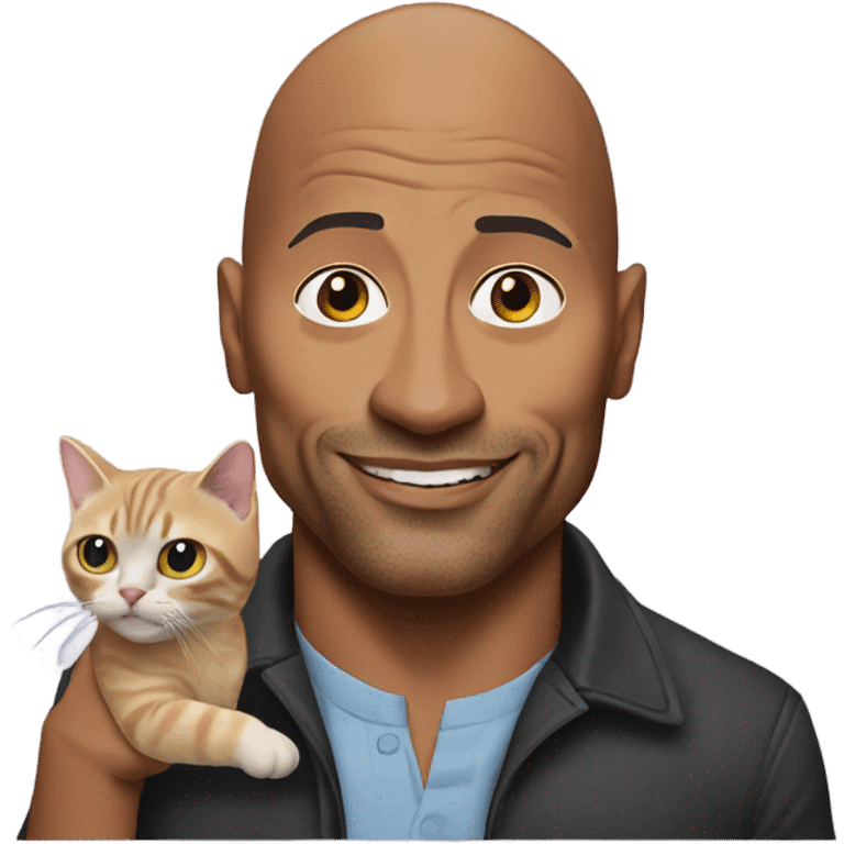 Dwayne Johnson holding a cat like Dr.Evil emoji