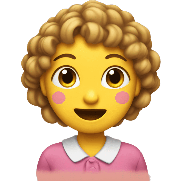 A cute emoji that is blushing and holding her sheecks. Its still a yellow face emoji emoji