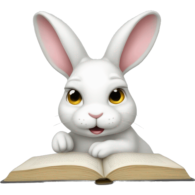 White bunny studying  emoji