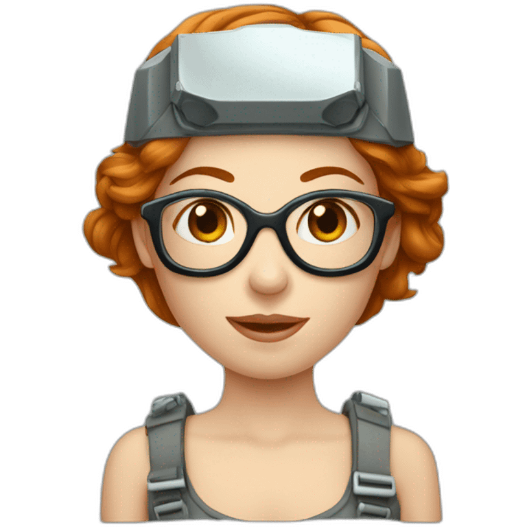 femme rousse avec des joues mechante lunette emoji