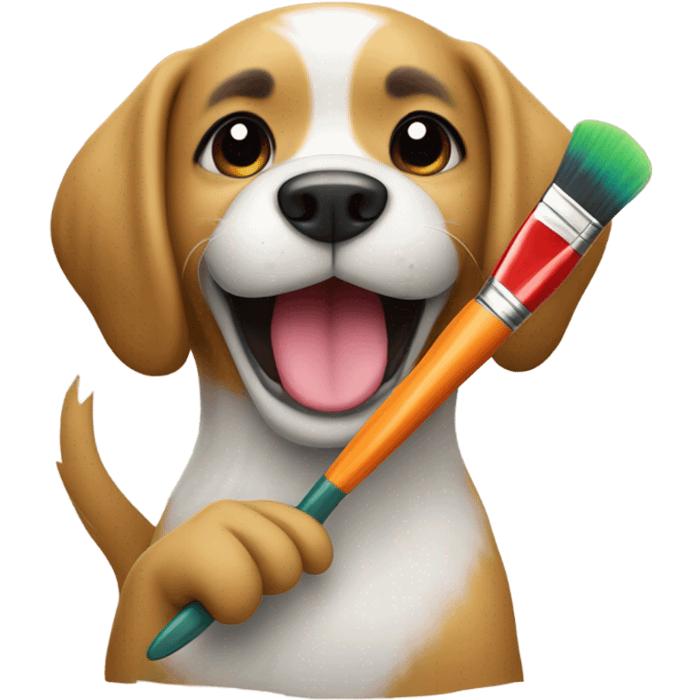 Cute dog holding a paintbrush emoji