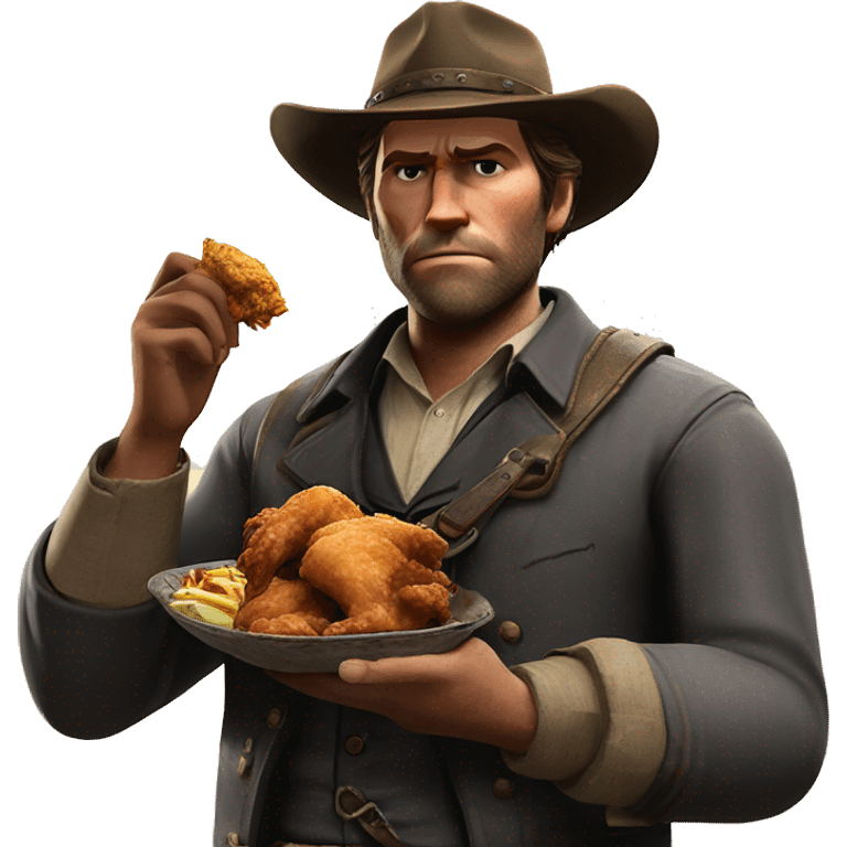 RDR2  Arthur Morgan holding a fried chicken leg emoji