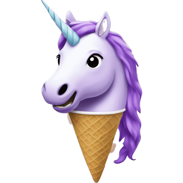 Purple Unicorn eating ice cream emoji